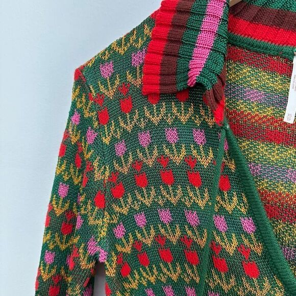 Free People Women’s Milano Multi Green Knit Tulip Mini Sweater Dress - Picture 6 of 10